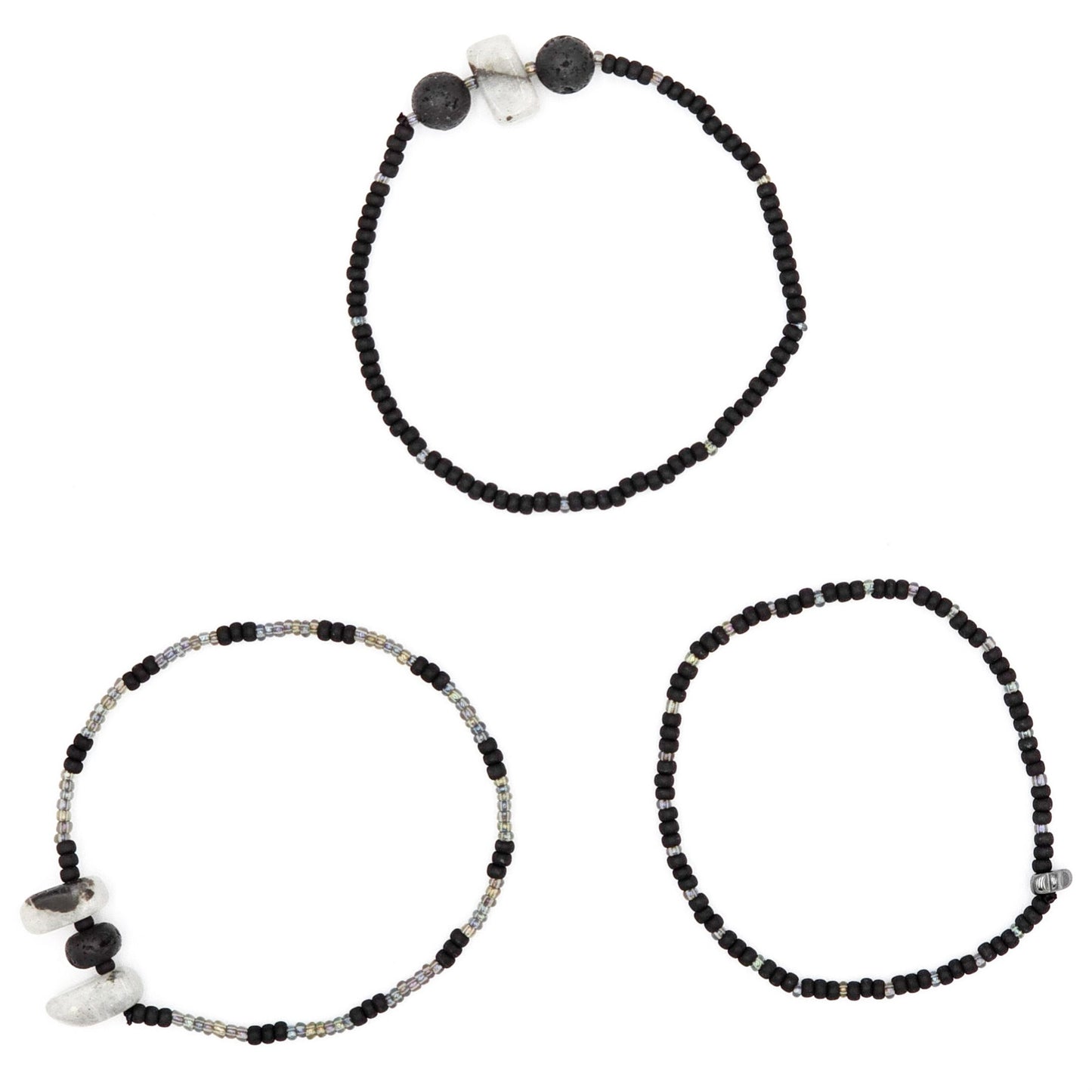 "Dark and Flashy" -  Stone Cold Bracelet Set