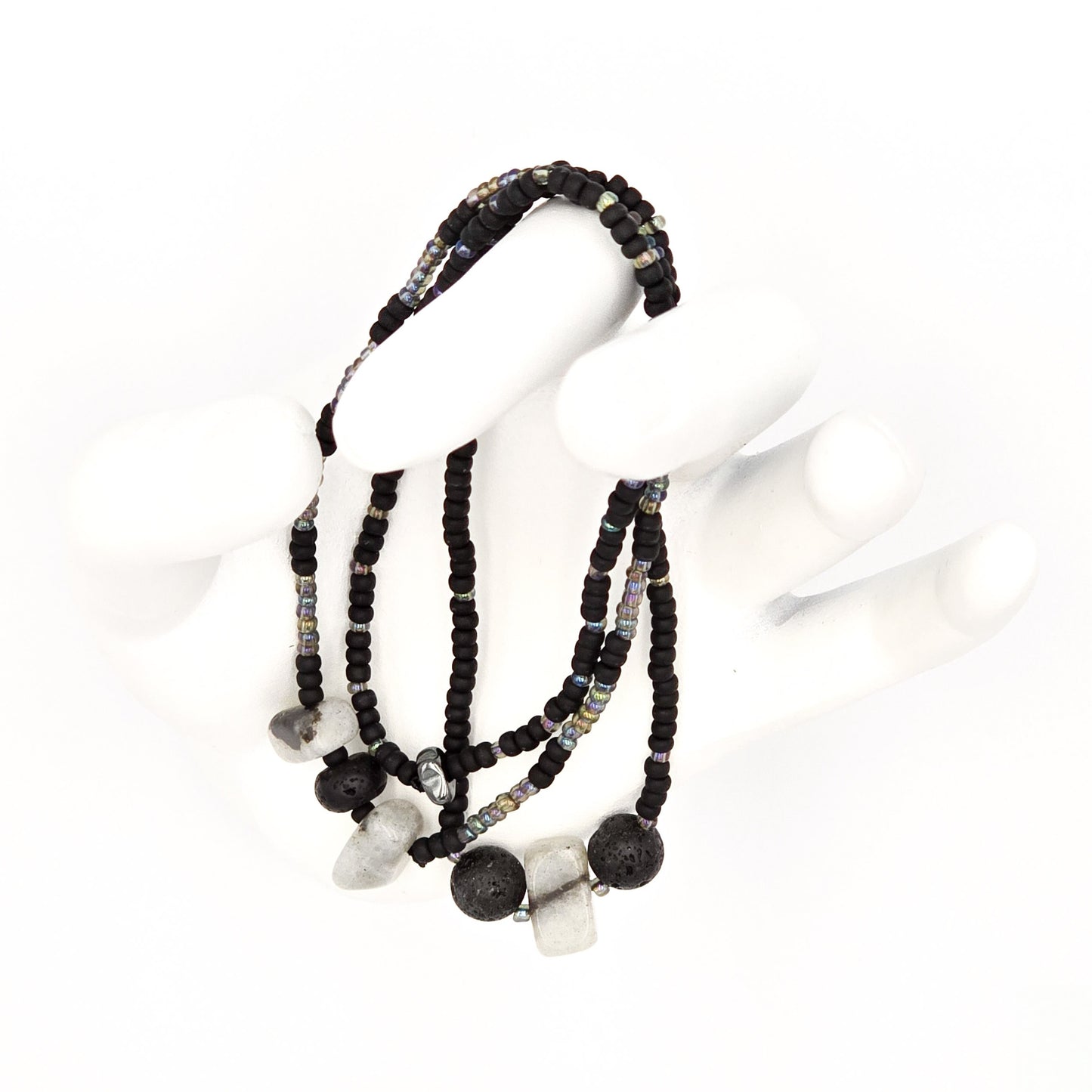 "Dark and Flashy" -  Stone Cold Bracelet Set