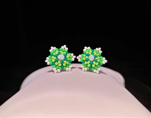 Green & White Bead Earrings - Das Vixen