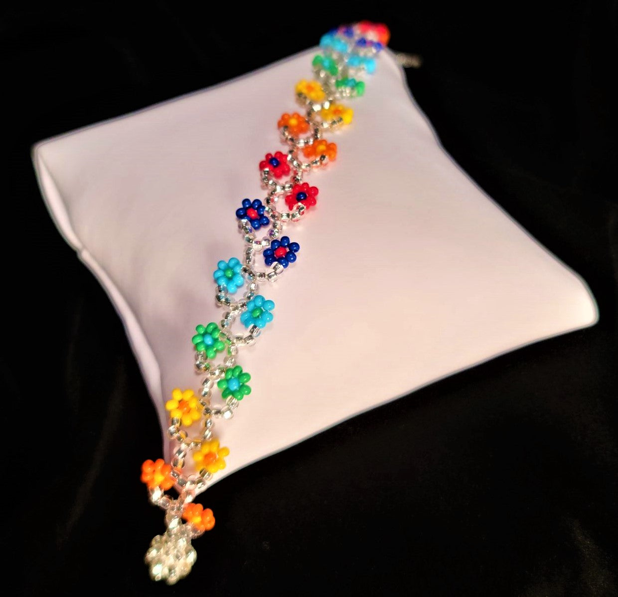 Silver Rainbow Bead Bracelet with Blue, Red, Orange & Yellow Bead Earrings - Das Vixen